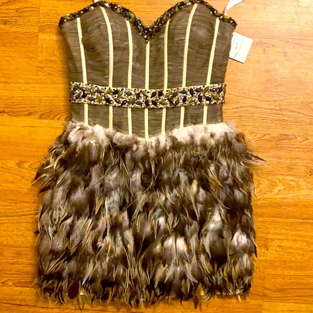 PartyTime formal dress for prom. Made with real feathers. Fantastic condition